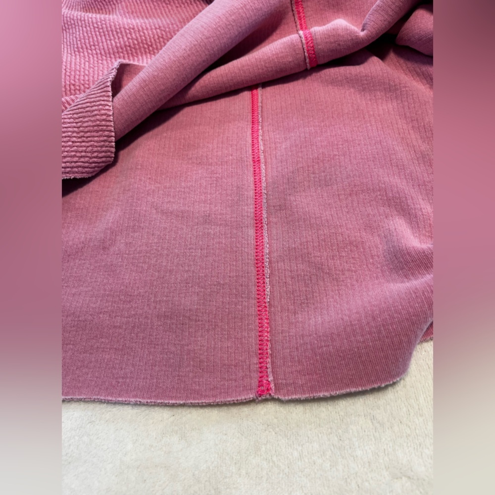 aerie Pink V-Neck Waffle Knit Sweater - Picture 7 of 7